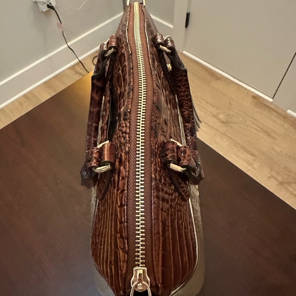 Brahmin Brown and Tan Crocodile Embossed Satchel - Picture 5 of 8